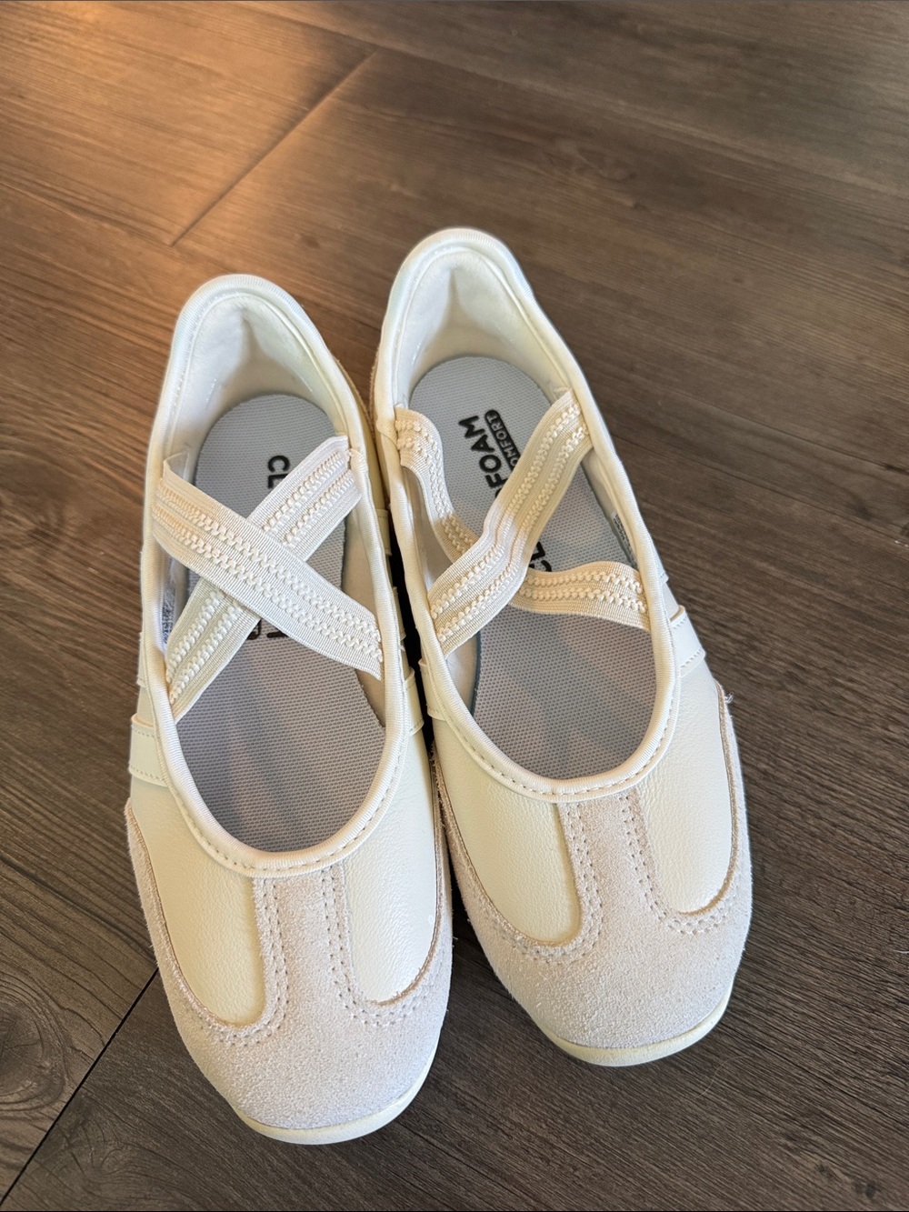 adidas Women's Cream Cross-Strap Slip-On Flats